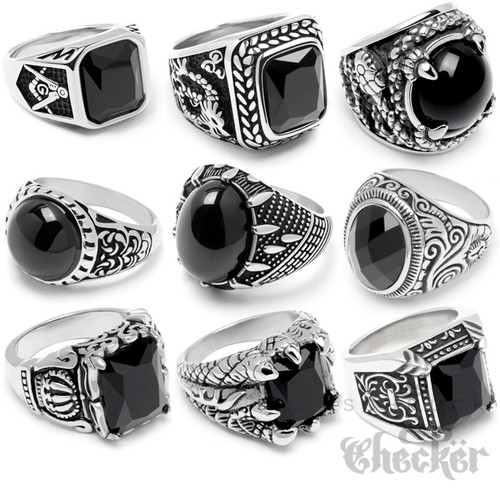 Edelstahl herren ring onyx - edelstahl,