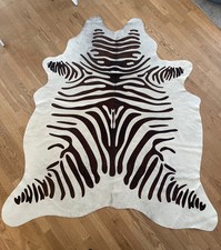 Kuhfell Creme weiß mit Zebra Print