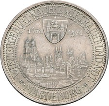 Weimarer Republik, 3 Reichsmark 1931 A, Berlin, 300 Jahre Brand von Magdeburg