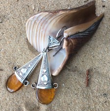 NIGER TUAREG OHRRINGE SILBER GLAS EARRINGS DES BOUCLES D'OREILLE SAHARA AFRIKA 