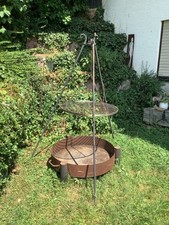 Feuerschale Grillschale mit Dreifuß und Grillrost aus Edelstahl, groß, gebraucht