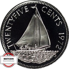 BAHAMAS KM 63.1  25 Cent Schaluppe von 1972 in PP  760