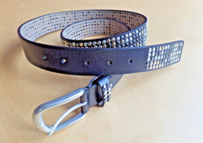 Damen Gürtel Schwarz mit Nieten Leder Länge 95 cm