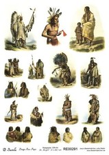 Reispapier Strohseide Decoupage Serviertentechnik Indianer Federn Beil RE0291