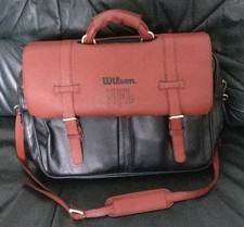 Seltene Wilson NFL Echtleder Akten/Umhängetasche, Braun/Schwarz