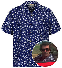 Original Tom Selleck Magnum Shirt Made in Hawaii Dragonfly Blue