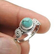 Solid Sterling Silber Türkis Edelstein Cocktail Beste Töchter Geschenk Ring US 9