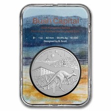 Australien 1 $ 2025 Kangaroo 1 Oz Silber 999 RAM Bush Capital Frosted im Slab