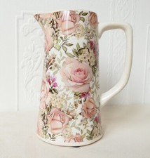 Milchkanne Kanne Vase Keramik Rosen Landhausstil Antik Deko Cottage NEU