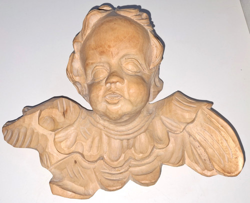 Holzfigur geschnitzt putte - holzfigur,