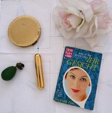 SET VINTAGE PUDERDOSE Metall 50s/60s usw. Schminkutensilien TOILETTENTISCH Fund