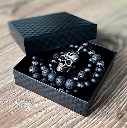Perlenkette herren schwarz - herren,