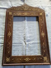 Antik Holz Bilderrahmen Orient Orientalisch mit Intarsien für 25 x 35 cm