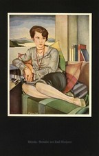 Bildnis einer jungen Frau Kunstdruck 1930 von Karl Blocherer * München Sofa Ring