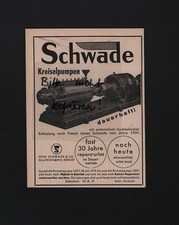 ERFURT, Werbung 1941, Otto Schwade & Co. Pumpen-Fabrik Kreiselpumpen