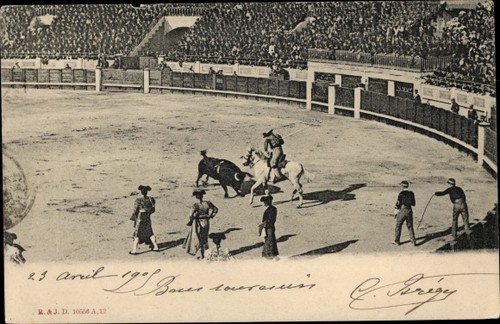 Stierkampf arena torero - ak, stierkampf-arena,
