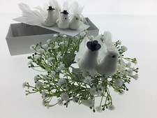 Hochzeit Tauben Paar Schleier Zylinder Taubenpaar mit Clip weiß L10cm Vermählung