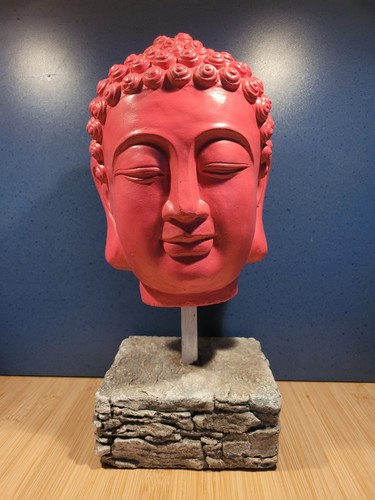 Buddhakopf stein statue - buddhakopf, pink