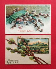 2 x Prägedruck Litho AK OSTERN 1911/14 Weidenkätzchen Zweige   ( 56889