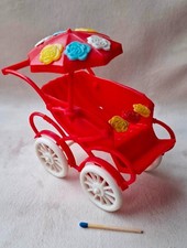 DDR Smer Kocarek Dubena ? Puppenwagen Sonnenschirm Plaste Sportwagen Puppenhaus