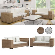 2/3-Sitzer Sofa Echtes Rattan Sofagarnitur Sitzgruppe Lounge Set Sessel Couch