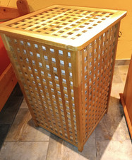 Wäschesammler Walnuss Wäschekorb mit Deckel Wäschetruhe aus Holz Wäschesortierer