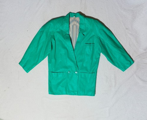Vintage green leather - green, blazer
