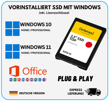 SSD Festplatte mit vorinstallierten Windows 10 / 11 inkl. Microsoft Office 16-24