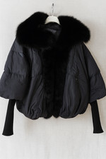 Elegante Jacke Damen M/L Schwarz mit abnehmbarem Pelzkragen – edler Look