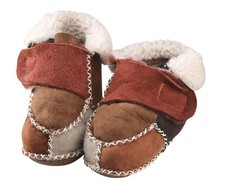 Warme Baby Lammfell-Schuhe – weich, Leder, braun für kleine Füße