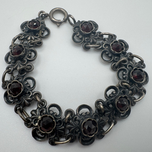Antikes silber granat armband - antikes,