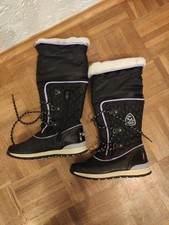 Winterstiefel Mädchen / Damen, Gr. 37 schwarz, lila Dekor, warm gefüttert
