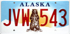 Alaska stehender Bär   Original Nummernschild USA License Plate JVW543