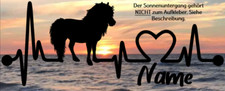 Aufkleber Pferde Shetlandpony Herzschlaglinie Wohnwagen, Auto