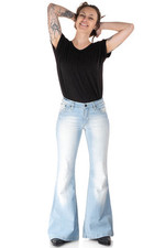 Comycom Damen Jeans Schlaghose STAR BRIGHT