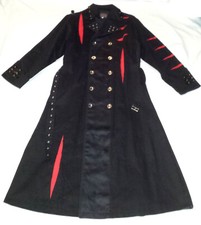 Cyber Mantel lang schwarz / rot Industrial Gothic Larp  Cyberpunk Größe  XL
