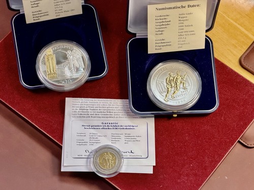 Silbermünzen mit gold - 3x,