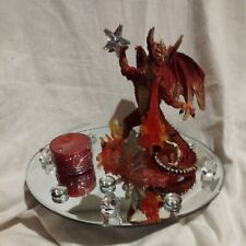 Drachen mit Stern Spiegel Feuerdrachen Glassteine Keramik Rot