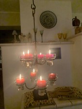 Riesen Kerzenleuchter,8 Glasbehälter,HÄNGE DECKENLEUCHTER,Sehr schwer, wie NEU 