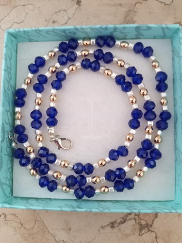Halskette blauer chalcedon - blauer,
