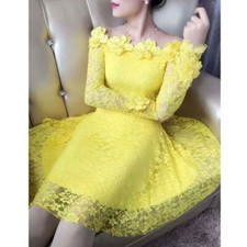 Damen Blumen Spitze Kleid 3D