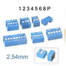 DIP Schalter Kodierschalter 1-2 -3 -4 -5 - 6 - 7 - 8 -polig fach ,RM 2,54 Blau
