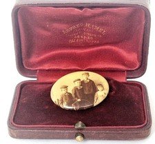 Alte viktorianische Foto Porträt Brosche Junge Mädchen Kinder Z992