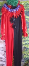 Clown Kostüm Herren L/XL schwarz-rot mit bunter Perücke