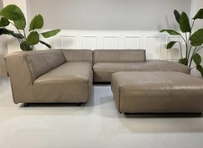 Rolf Benz Mio Ecksofa Sofa Ledersofa Couch Grau + Hocker