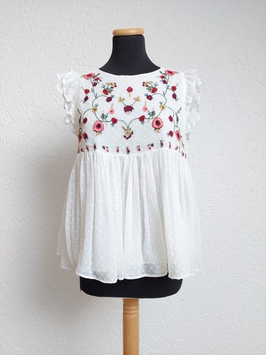 Weiß blumenstickerei bluse - weiß,