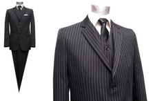 Nadelstreifen Herrenanzug 3-teilig Schwarz