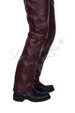 Burgunder Leder Jeans Hose 501 Style Classic Fit, passt über Cowboystiefel