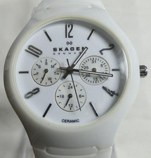 Weiße Ceramic SKAGEN Denmark Quarz Analog Armbanduhr