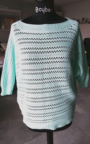 Lochmuster pullover türkis - türkis, 38